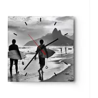 ARTTOR Wanduhr - Quadrat - Glasuhr - Meer Welle Surfen - 30x30cm - Schleichendes Uhrwerk - Lautlos - zum Aufhängen bereit - Dekoration Modern - Wanddekoration aus Glas - C3AC30x30-3745
