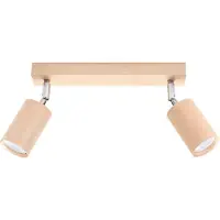 Licht-Erlebnisse Moderner Deckenstrahler länglich Holz 2x GU10 wohnlich VESUVIA Deckenlampe Spot Wohnzimmer Flur
