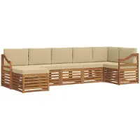 Syfax Ecksofa Set mit Kissen 7 pcs Natur und Beige Massivholz Akazie