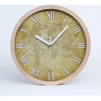 Tulup Holzuhr 25fi cm wanduhr - weiße Spitzen - alte Weltkarte
