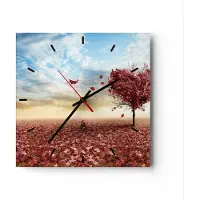 ARTTOR Wanduhr - Quadrat - Glasuhr - Abstraktion Herbst Baum Blatt - 30x30cm - Schleichendes Uhrwerk - Lautlos - zum Aufhängen bereit - Dekoration Modern - Wanddekoration aus Glas - C3AC30x30-2609