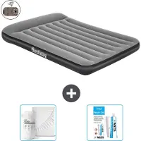 Bestway Luftmatratze - Französisches Bett - 137 x 191 x 30 cm - Grau - Inklusive Zubehör