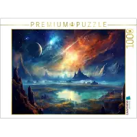 CALVENDO Puzzle Science Fiction - Reise zu fremden Planeten - Wilde Oberfläche | 1000 Teile Lege-Größe 64x48cm Foto-Puzzle für glückliche Stunden