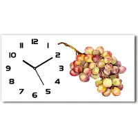 Tulup Wanduhr aus Glas – 60x30 cm - Glasbild - Glasuhr - Gehärtetes Glas - schwarze-zeiger - Ein paar Trauben
