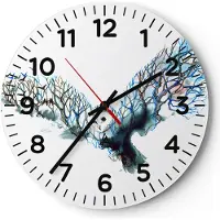 ARTTOR Wanduhr - Rund - Glasuhr - Eule wild Wald Flug - 30x30cm - Schleichendes Uhrwerk - Lautlos - zum Aufhängen bereit - Dekoration Modern - Wanddekoration aus Glas - C4AR30x30-3122