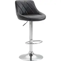 DELUKE Barhocker FALON - Kunstleder Schwarz 46x49x83 cm Silber | Barstuhl Mit Lehne Drehbar Tresenhocker Tresenstuhl Kneipenhocker Kneipenstuhl