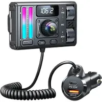 Zelurxx Bluetooth MP3 Player, FM Transmitter mit Bass, Schnellladegerät, AUX, OLED Display, Freisprechen, Auto Adapter, MT02