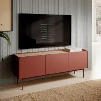 Masseno TV-Schrank COLORE 144 cm Fernsehschrank mit 3 Türen TV-Lowboard für Wohnzimmer Modern 144x37x55 cm Rot / Rot