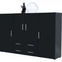 Vladon Highboard Nora Anrichte mit 2 Schubladen und 4 Türen mit insgesamt 8 Fächer dahinter, Anthrazit matt/Schwarz matt (166,5 x 106,5 x 35 cm)