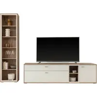 Lomadox Wohnwand in Eiche und weiß modern, 2-teilig - SAGUNTO-05