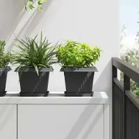 Prolenta Maison Exclusive - Quadratisches Blumentablett 24 pcs Schwarz 18 x 18 x 2 cm