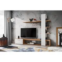 Lomadox Wohnzimmer TV-Wohnwand mit 190 cm Breite, in Eiche mit Weiß - EIBAR-164