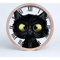 Tulup Holzuhr 30fi cm wanduhr - schwarze Spitzen - Abbildung einer Katze