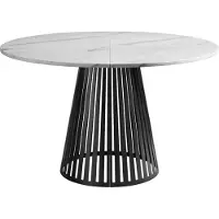 Mirjan 24 Tisch Cone 120, Esszimmer Tisch, Beine aus Stahl (Farbe: Schwarz / Bianco Marmor)