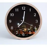 Tulup Holzuhr 30fi cm wanduhr - City-Nacht-Stadt