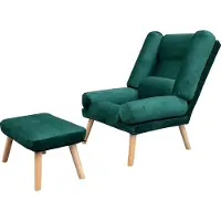 MargaretHadas24 Liegesessel Sessel Relaxsessel Lola mit Fußhocker Rückenlehne 5-stufig einstellbar Farbe: Monolith 37 – flaschengrün
