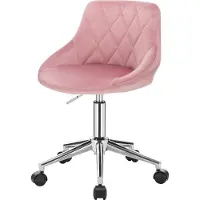 EUGAD Bürohocker Clubsessel höhenverstellbar Drehstuhl, Samt, Rosa