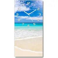 Tulup Wanduhr aus Glas – 30x60 cm - Glasbild - Glasuhr - Gehärtetes Glas -Tropischer Strand