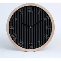 Tulup Holzuhr 20fi cm wanduhr - schwarze Spitzen - schwarze und graue Streifen
