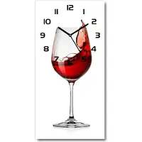 Tulup Wanduhr aus Glas – 30x60 cm - Glasbild - Glasuhr - Gehärtetes Glas -Rotwein