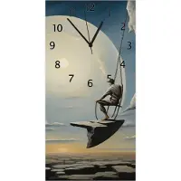 Wallario Design Wanduhr Schaukel am Himmelsrand aus Echtglas, Größe 30 x 60 cm