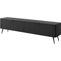 Masseno TV-Schrank LANTANA 200 cm Fernsehschrank mit 2 Türen TV-Lowboard für Wohnzimmer Modern 200x38x51,2 cm Schwarz / Schwarz