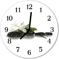 Tulup Glasuhr Wanduhr Küchenuhr Echt-Glas 30fi cm Zen Steine schwarz