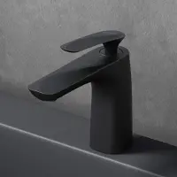 Mai&Mai Mai & Mai Armatur Wasserhahn Bad Schwarz matt | Waschbeckenarmatur 16.5cm hoch | Badinstallationen Einhebelmischer in modernem WAM-7201