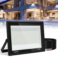 Fiqops Faziango 5er 100W LED Strahler Außen Fluter Scheinwerfer IP66 Wasserdicht Außenstrahler für Sportplatz Garage 6000K Kaltweiß Baustrahler