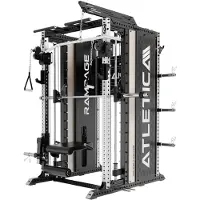 ATLETICA Rampage | Premium Kraftstation | Multipresse mit 75x75mm Edelstahl-Uprights, Smith Machine, Functional Trainer mit 2x90kg & Storage System