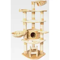 Markenlos JAMAXX Premium XXL Kratzbaum für große Katzen H175cm extra-Dicke 11 cm Stämme stabil, extra-weiches Soft-Plüsch, PCT6003,beige