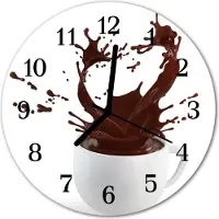 Tulup Glasuhr Wanduhr Küchenuhr Echt-Glas 30fi cm Kaffee weiß