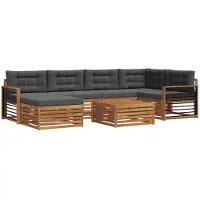 vidaXL Outdoor-Sofagarnitur 7 stk. Natur und Anthrazit