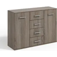 Masseno Kommode GIACOMO II 112 cm Sideboard mit 4 Schubladen und 2 Türen für Wohnzimmer Schlafzimmer Modern 112x33x85 cm Trüffeleichefarben / Trüffeleichefarben
