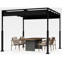 Markenlos Pergola Gartenlauben 3x3m Gartenpavillon Terrassenüberdachung Pavillon Partyzelt Metall wasserdicht stabil für Terrasse, Garten, Deck (Schwarz)
