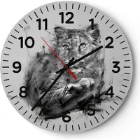 ARTTOR Wanduhr - Rund - Glasuhr - Tier Abstraktion - 40x40cm - Schleichendes Uhrwerk - Lautlos - zum Aufhängen bereit - Dekoration Modern - Wanddekoration aus Glas - C4AR40x40-3850