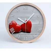Tulup Holzuhr 25fi cm wanduhr - weiße Spitzen - Herz auf Holz