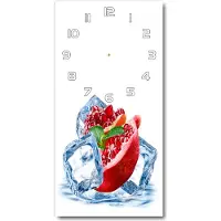 Tulup Wanduhr aus Glas – 30x60 cm - Glasbild - Glasuhr - Gehärtetes Glas -Granatapfel und Eis