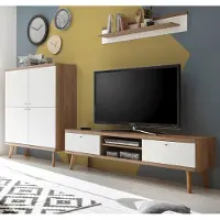 Furn.Design Wohnwand "Helge" in weiß und Eiche Riviera Schrankwand 3-teilig 277 x 160 cm