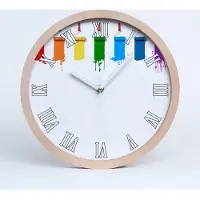 Tulup Holzuhr 30fi cm wanduhr - weiße Spitzen - Rollen