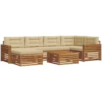 vidaXL Outdoor-Sofagarnitur 7 Stk. Natur und Beige