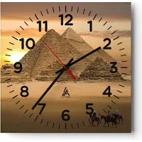 ARTTOR Wanduhr - Quadrat - Glasuhr - Pyramide ägypten wüste - 40x40cm - Schleichendes Uhrwerk - Lautlos - zum Aufhängen bereit - Dekoration Modern - Wanddekoration aus Glas - C4AC40x40-2196