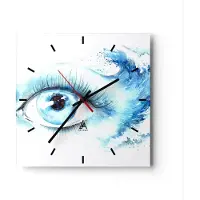 ARTTOR Wanduhr - Quadrat - Glasuhr - Auge Blau Welle Mensch - 40x40cm - Schleichendes Uhrwerk - Lautlos - zum Aufhängen bereit - Dekoration Modern - Wanddekoration aus Glas - C3AC40x40-2996