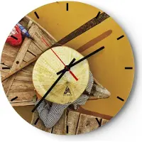 ARTTOR Wanduhr - Rund - Glasuhr - Asiatisch Boot Brücke - 40x40cm - Schleichendes Uhrwerk - Lautlos - zum Aufhängen bereit - Dekoration Modern - Wanddekoration aus Glas - C3AR40x40-4844