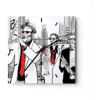 ARTTOR Wanduhr - Quadrat - Glasuhr - Jazz Musik Musiker - 30x30cm - Schleichendes Uhrwerk - Lautlos - zum Aufhängen bereit - Dekoration Modern - Wanddekoration aus Glas - C3AC30x30-3565