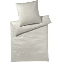 Elegante Mako-Satin-Bettwäsche-Garnitur 6800 Solid Farbe beige Größe 200x220 + 2x 80x80cm Reine Baumwolle