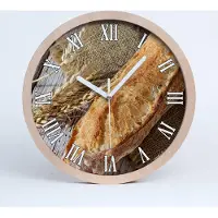 Tulup Holzuhr 30fi cm wanduhr - weiße Spitzen - frisches Baguette