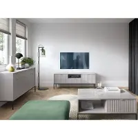 Lomadox Wohnmöbel Set grau, Fußgestell schwarz, NEWCASTLE-160, 3-teilig inkl. Couchtisch
