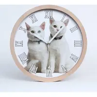 Tulup Holzuhr 25fi cm wanduhr - weiße Spitzen - weiße Katzen