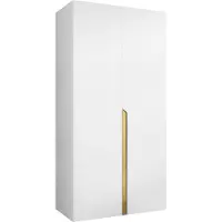 Mirjan 24 Kleiderschrank Mila 1 100, Schlafzimmer, Kleiderschrank, mit zwei Drehturen und mit Kleiderstange, Modern, Garderobenschrank (Farbe: Weiß + Gold)